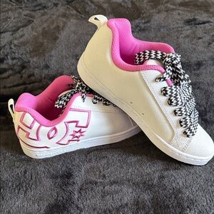 DC White and Pink Athletic Shoes